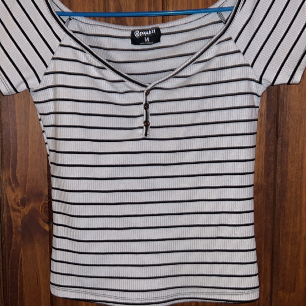 Forever 21 Black and White Striped Women's Top.
